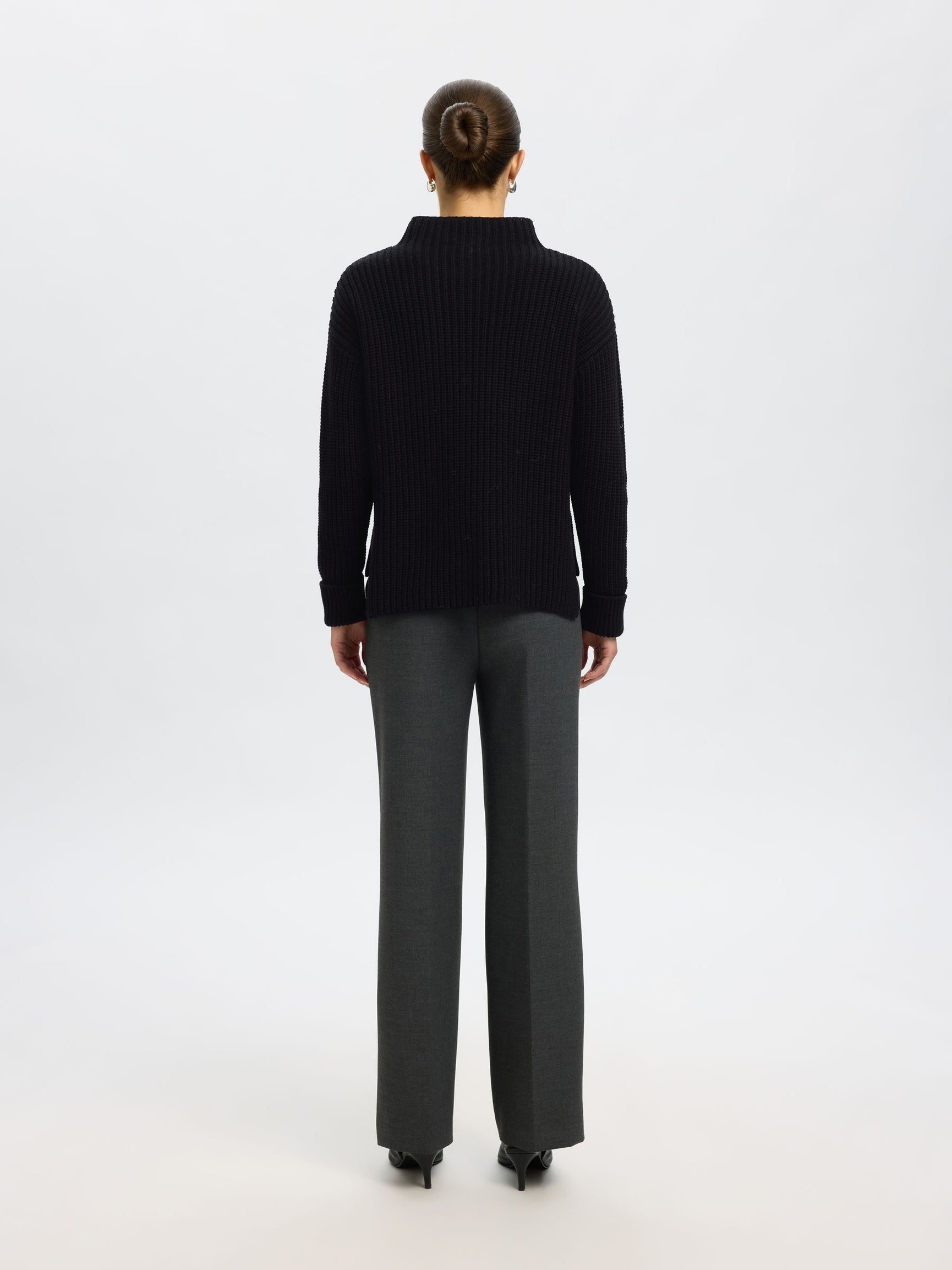 Selected Femme naisten neulepusero SLFSELMA SUS LS KNIT PULLOVER NOOS, musta