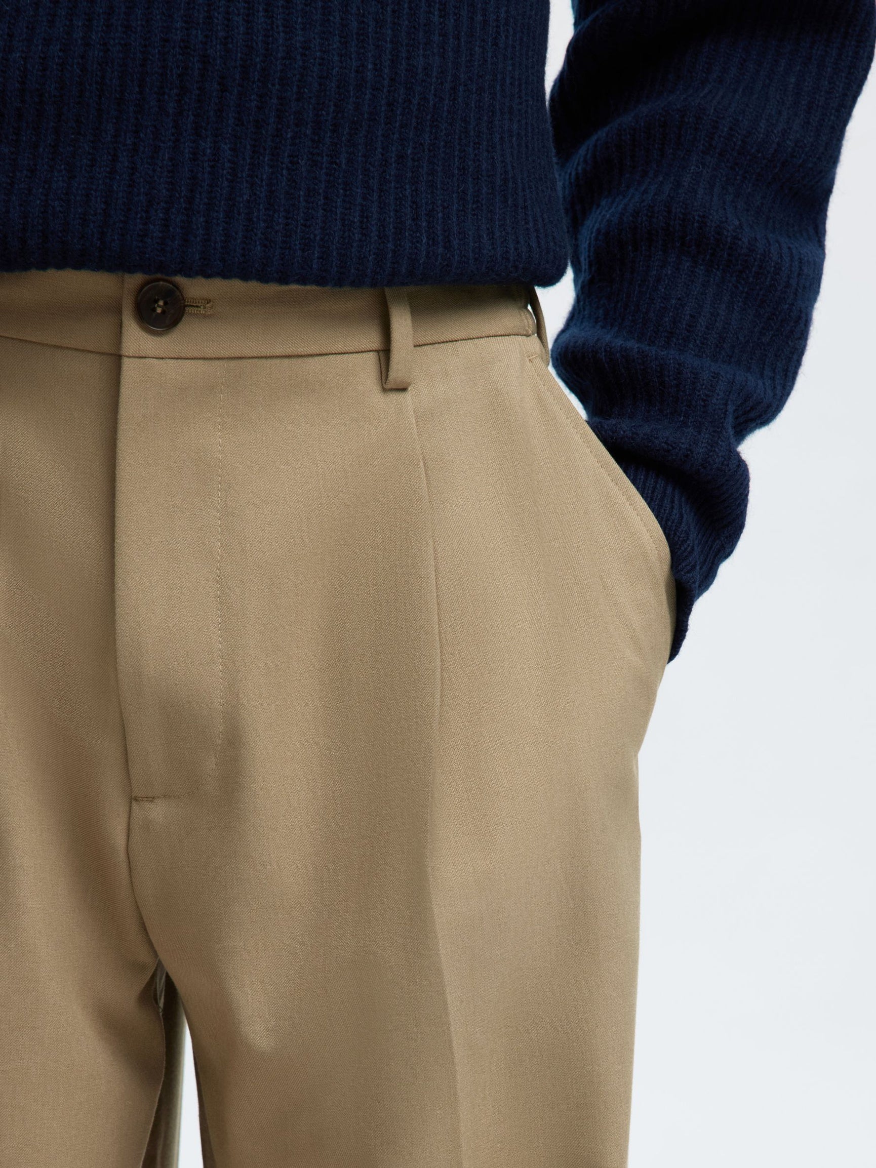 Selected miesten housut SLM220-LOOSE Finn Flex Pants, greige