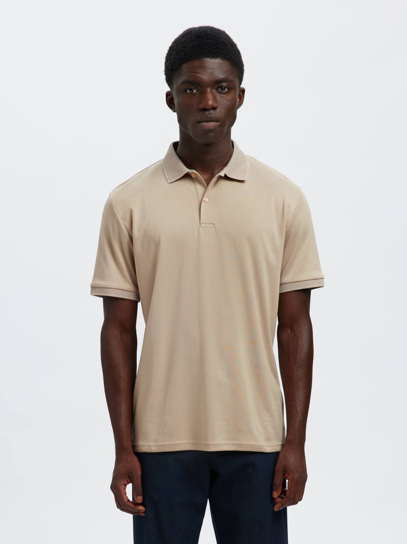 Selected miesten pikeepaita SLHFAVE Button Ss Polo Noos, Oatmeal