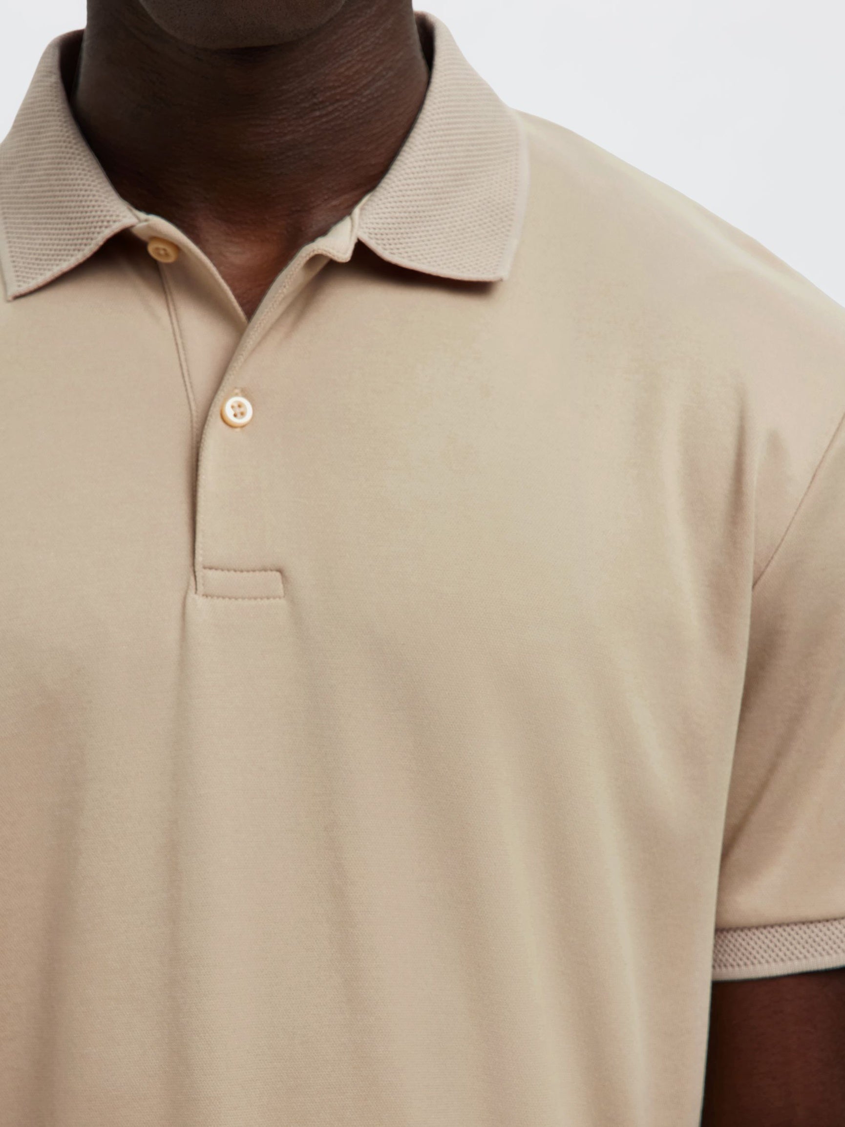 Selected miesten pikeepaita SLHFAVE Button Ss Polo Noos, Oatmeal