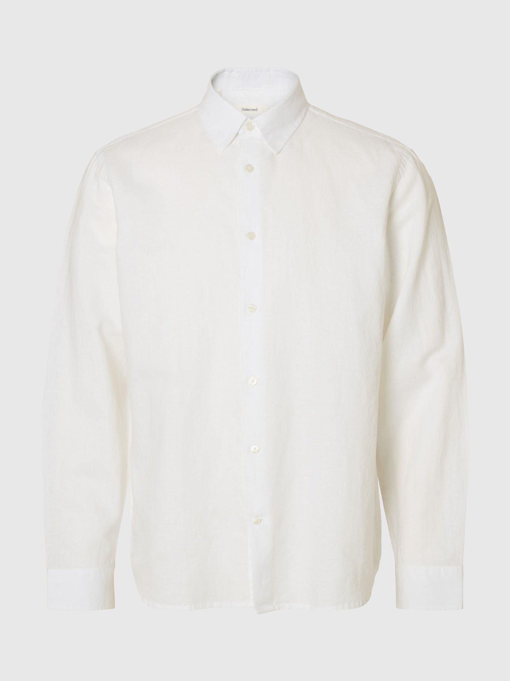 Selected miesten kauluspaita SLHREGCLAY Linenblend LS Shirt, Bright White