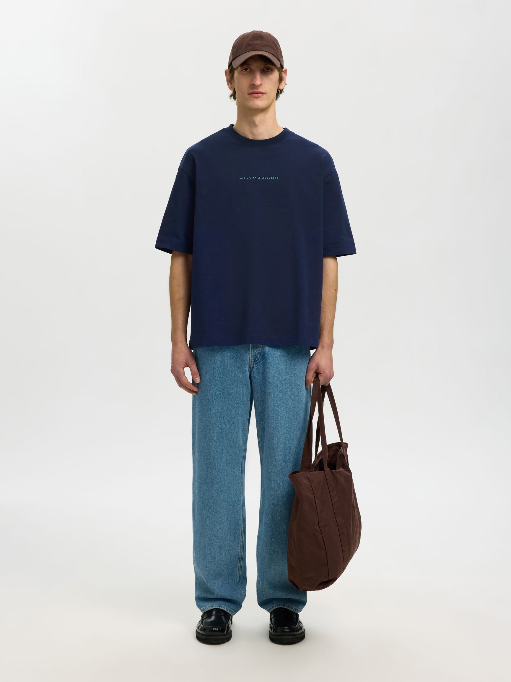 Selected miesten t-paita Relaxed Norman License SS Tee, Ocean Cavern