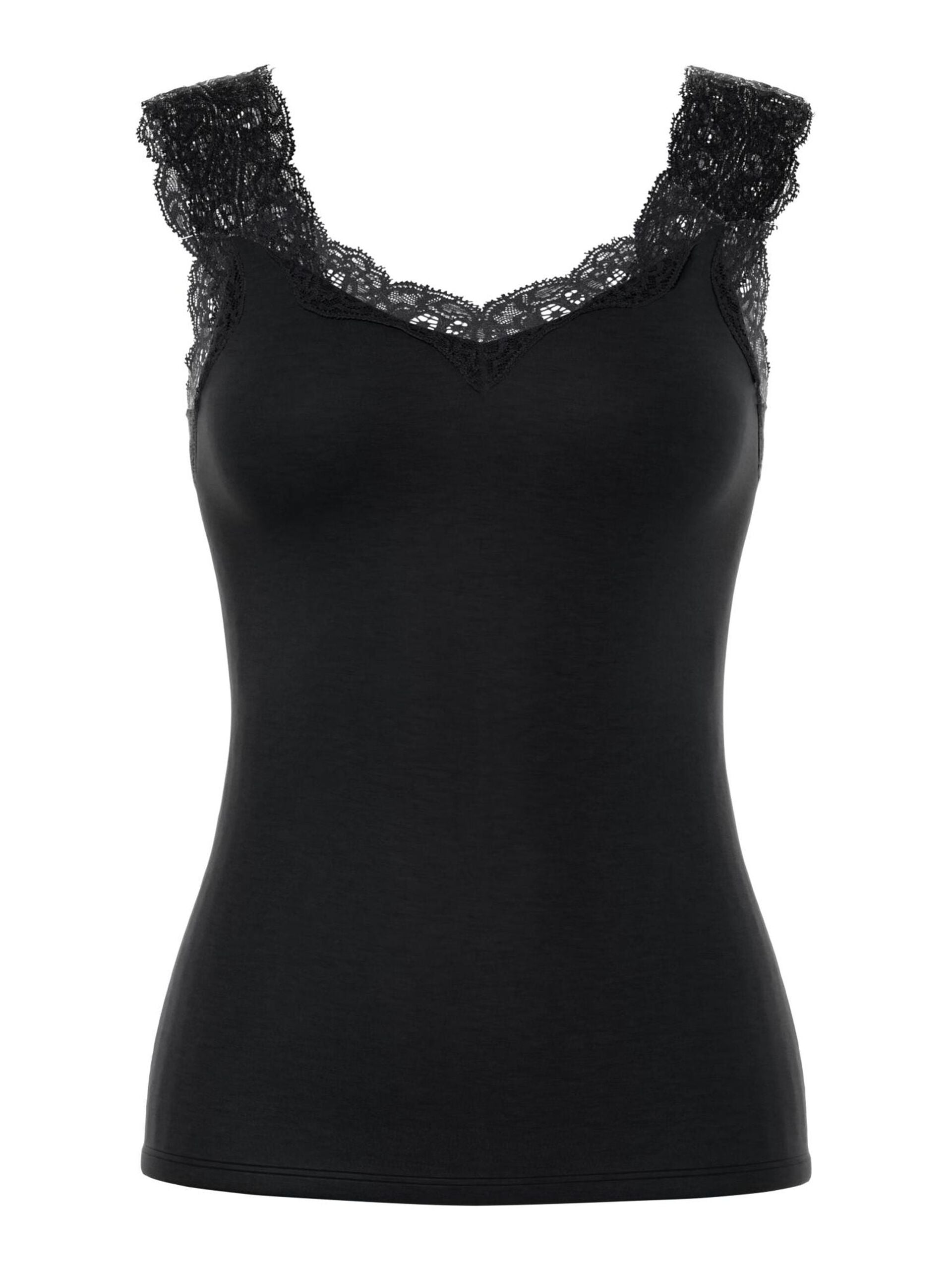 Pieces naisten toppi PCBARBERA LACE TOP JRS NOOS, musta