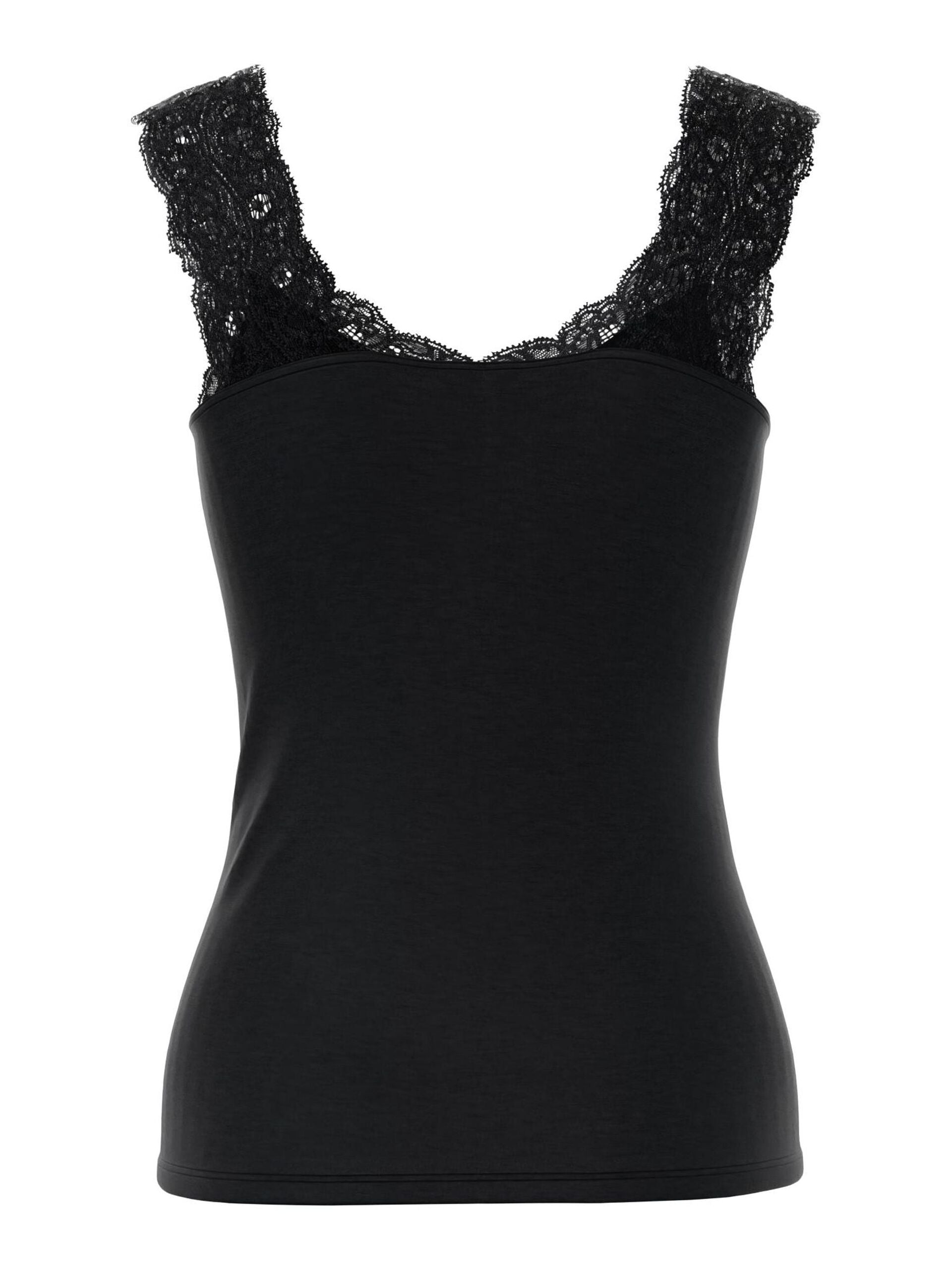 Pieces naisten toppi PCBARBERA LACE TOP JRS NOOS, musta