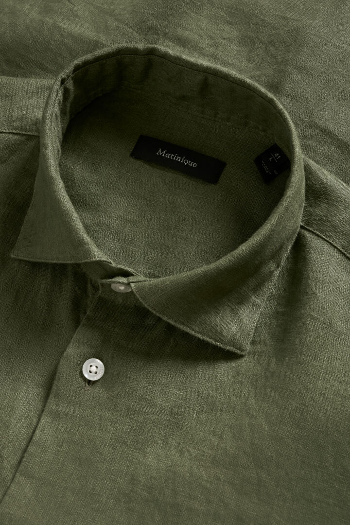 Matinique miesten kauluspaidat pitkähihaiset Mamarc Linen Shirt, Light Army