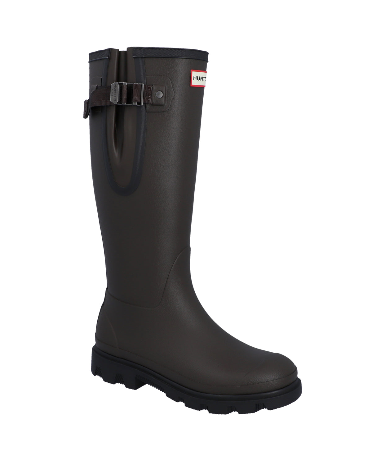 Hunter unisex kumisaappaat Downpour Adjustable Tall Wellington Boots, tummanruskea