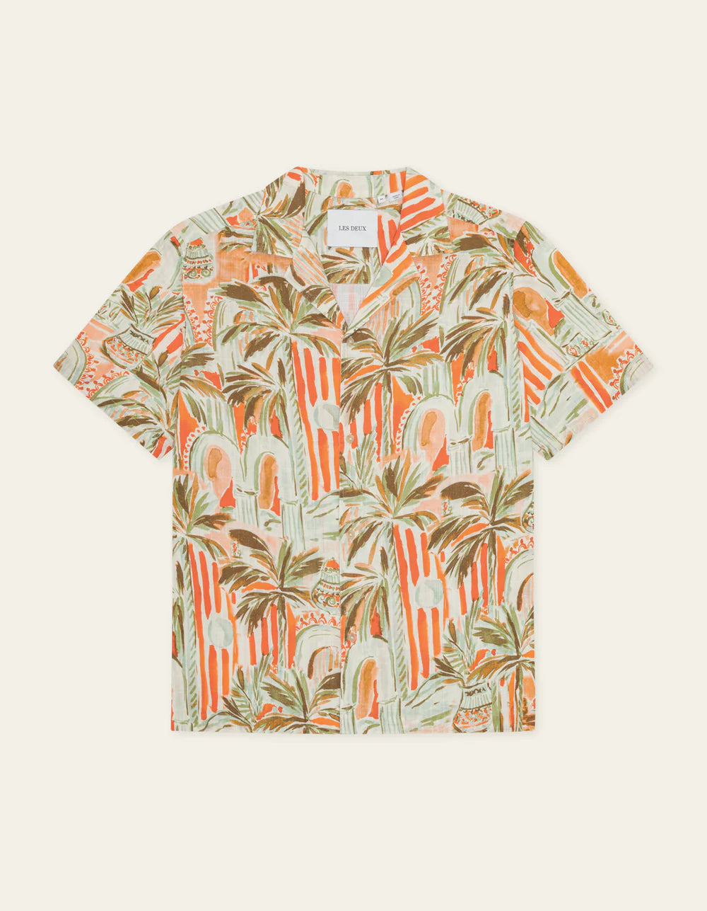 Les Deux miesten lyhythihainen kauluspaita Palm AOP SS Shirt, Keltainen kuosi