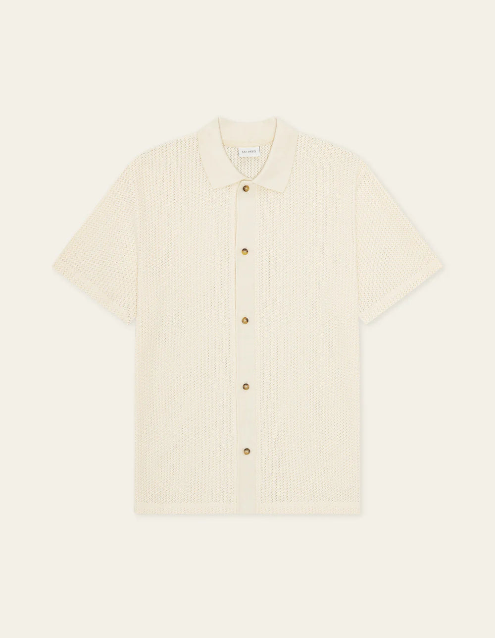 Les Deux miesten lyhythihainen kauluspaita Pointelle SS Shirt, luonnonvalkoinen