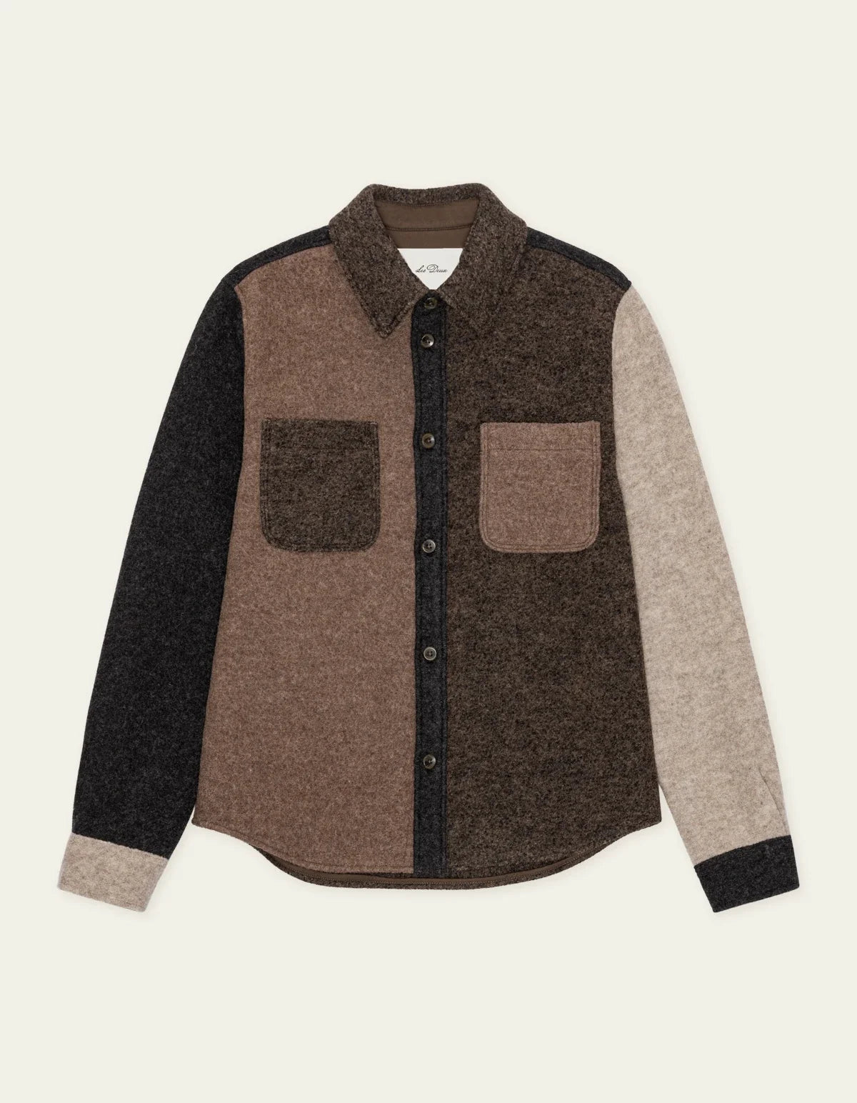 Les Deux miesten paitatakki Twill Wool Overshirt, ruskea ruutu