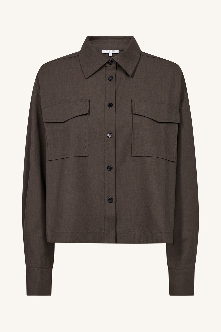 Claire naisten paitapusero Selma Shirt, harmaanruskea