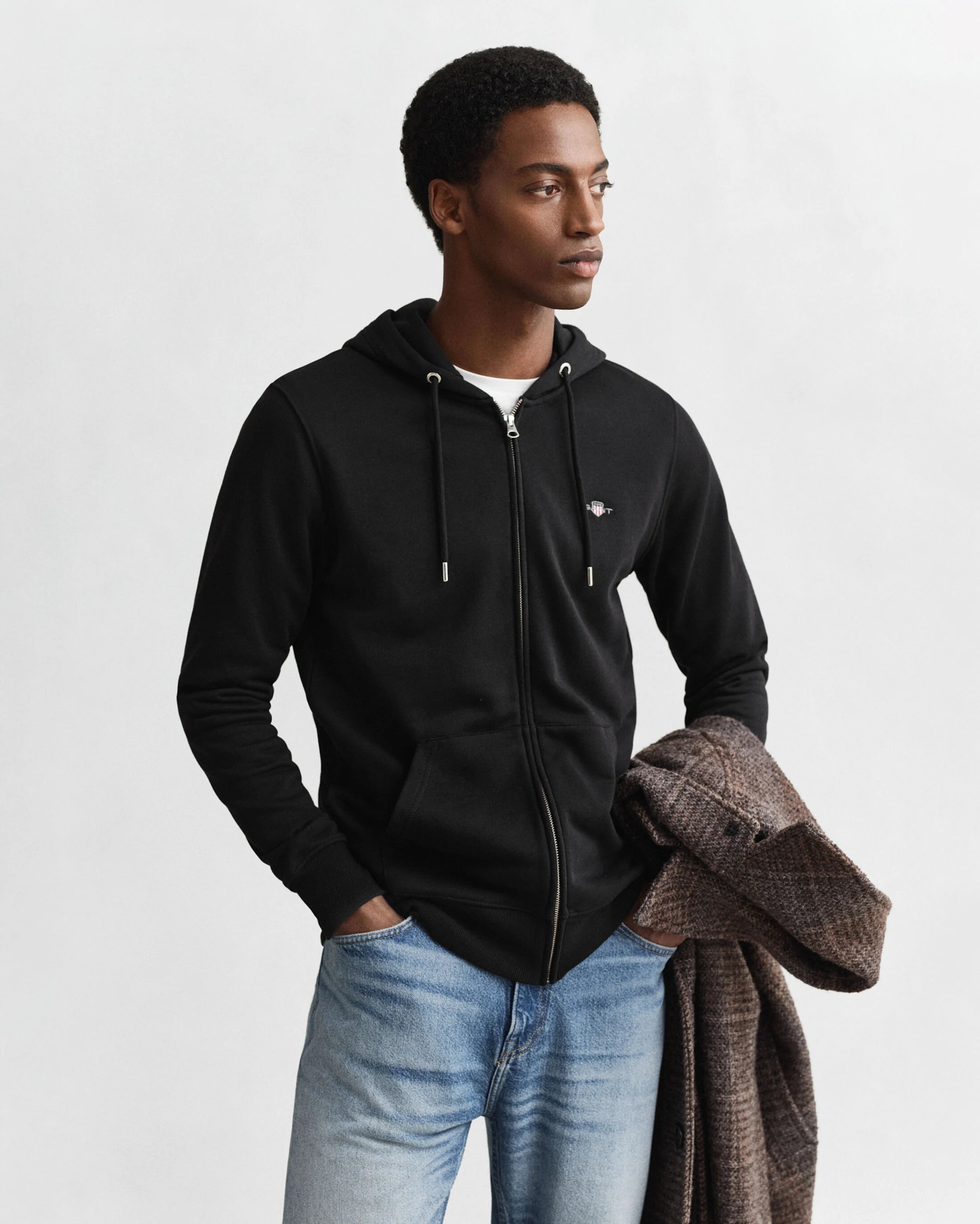 Gant miesten vetoketjullinen huppari K Shield Full Zip Hoodie, Musta