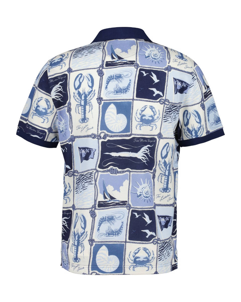 Gant miesten pikeepaita K Printed SS Polo, sininen kuosi