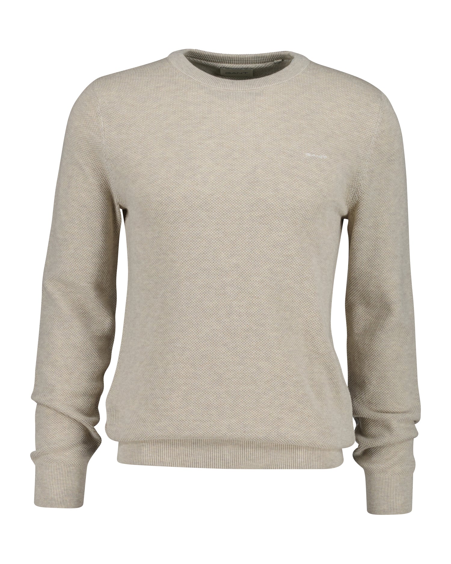 Gant miesten neulepusero Cotton Pique C-Neck, beige