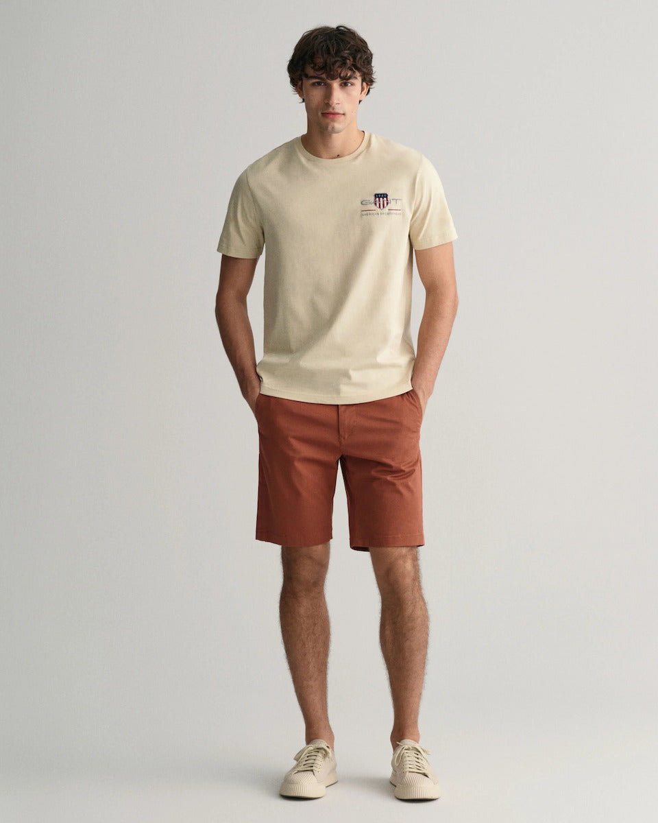 Gant miesten t-paita K Reg Archive Shield EMB SS T-Shirt, beige
