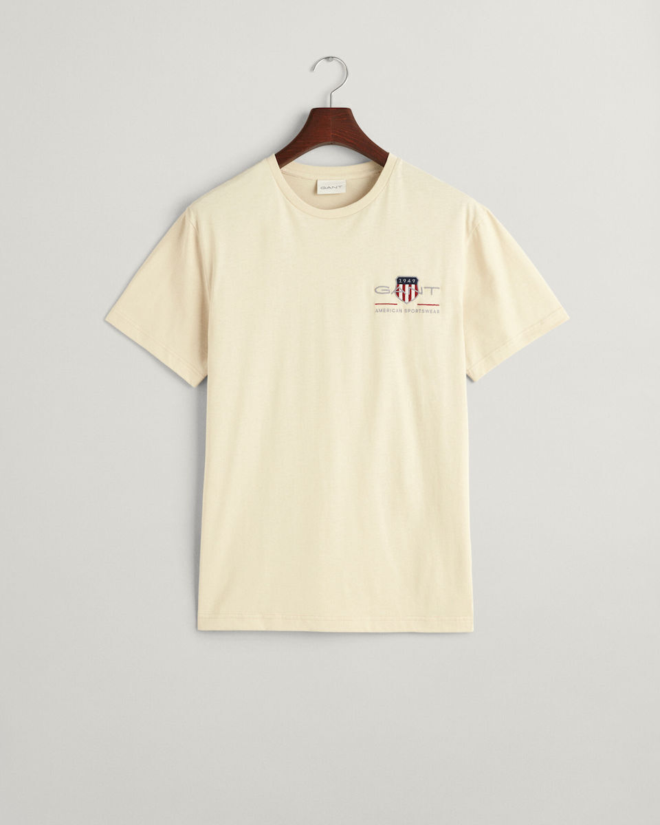 Gant miesten t-paita K Reg Archive Shield EMB SS T-Shirt, beige