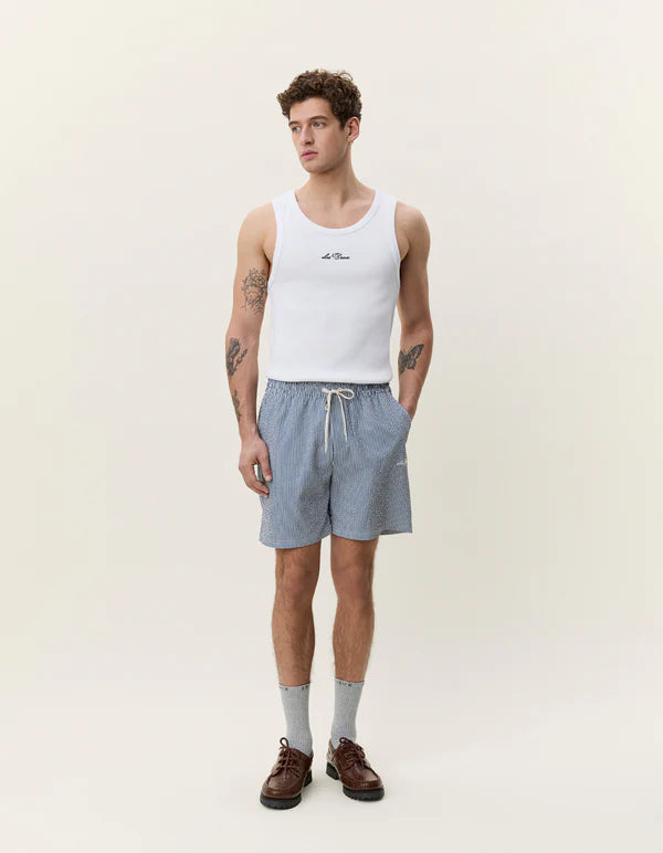 Les Deux miesten shortsit Ryder Striped Shorts, raidallinen sininen