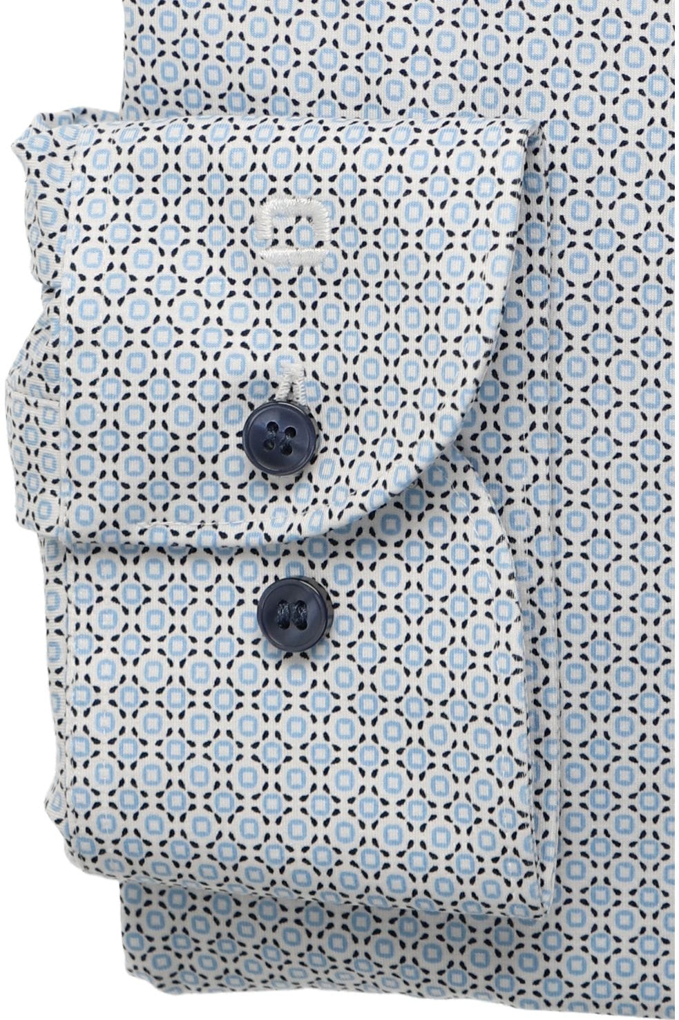 Olymp miesten kauluspaita 24/7 Level 5 Body Fit Jersey Microprint, valkopohjainen kuosi