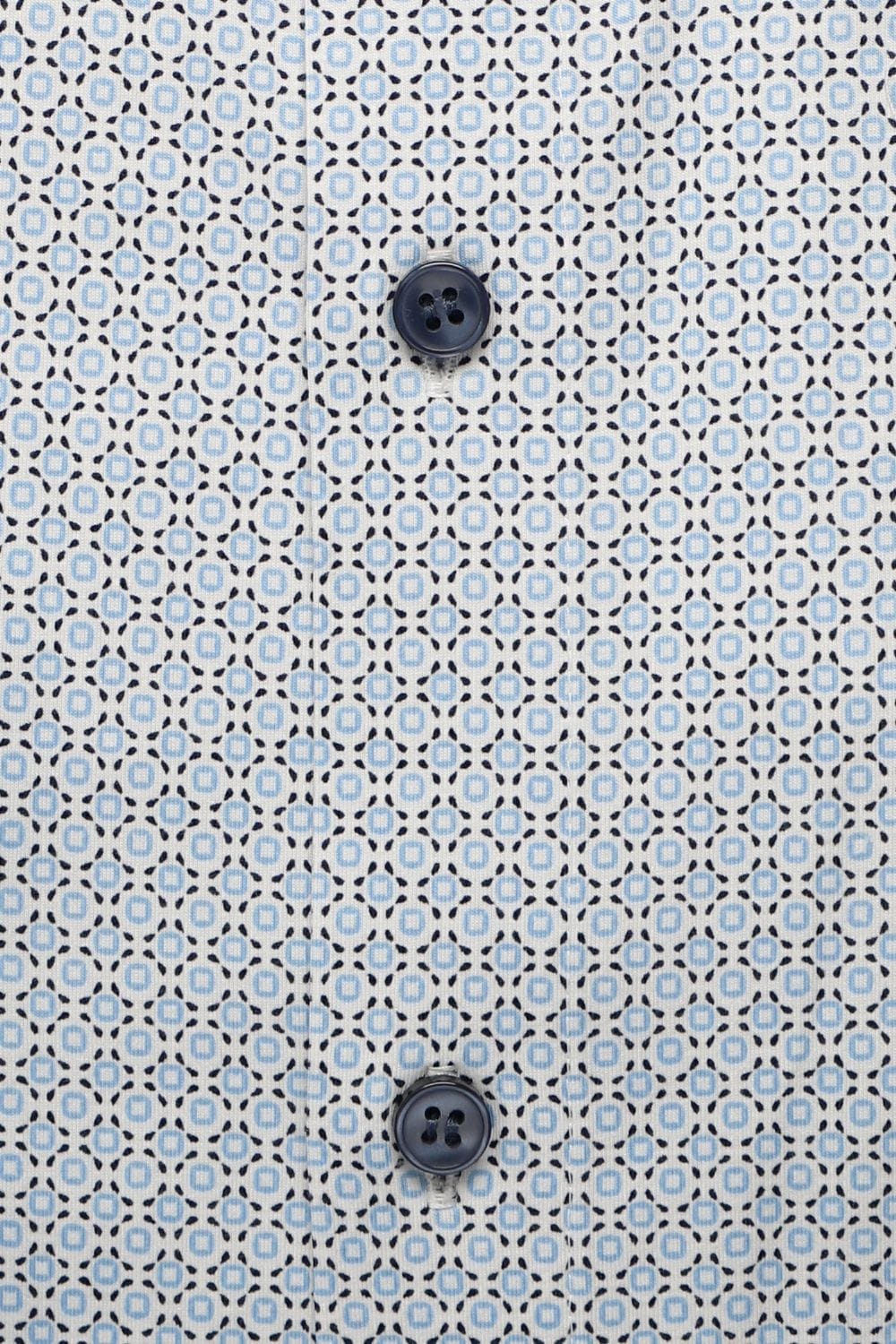 Olymp miesten kauluspaita 24/7 Level 5 Body Fit Jersey Microprint, valkopohjainen kuosi