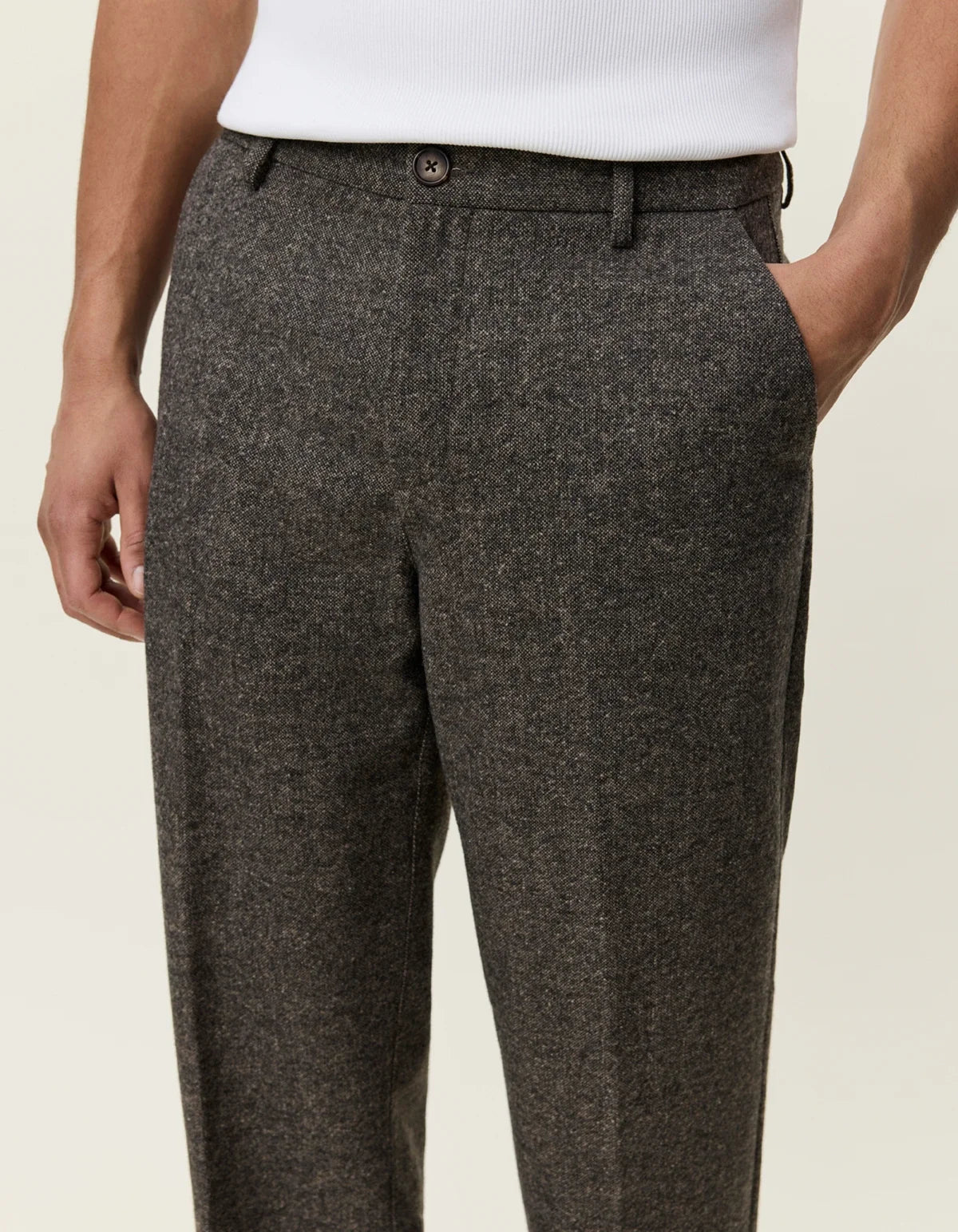 Les Deux miesten housut Wool Melange Slack Pants, keskiruskea