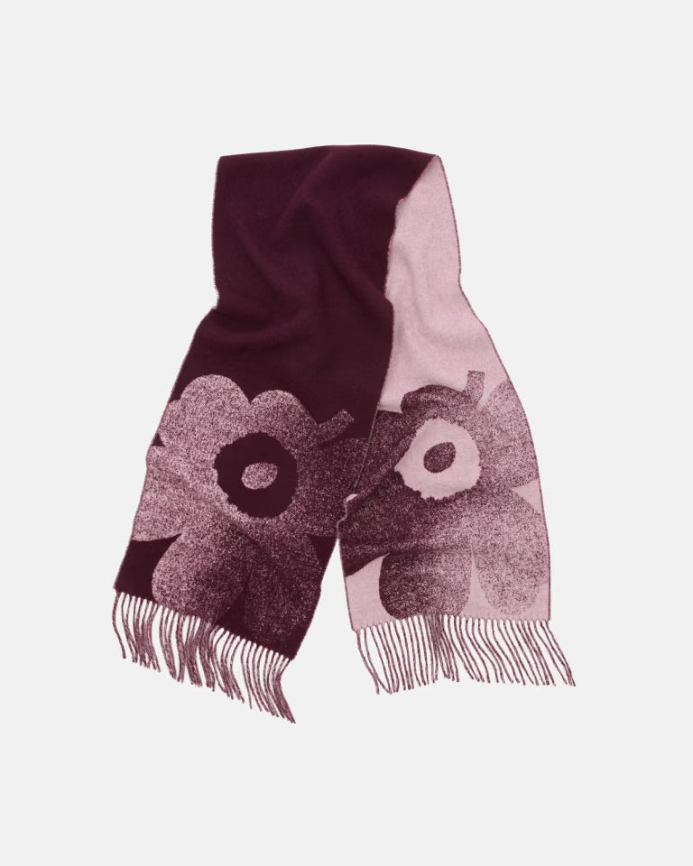 Marimekko naisten huivi Onnekas Unikko Kioski, Viininpunainen kuosi