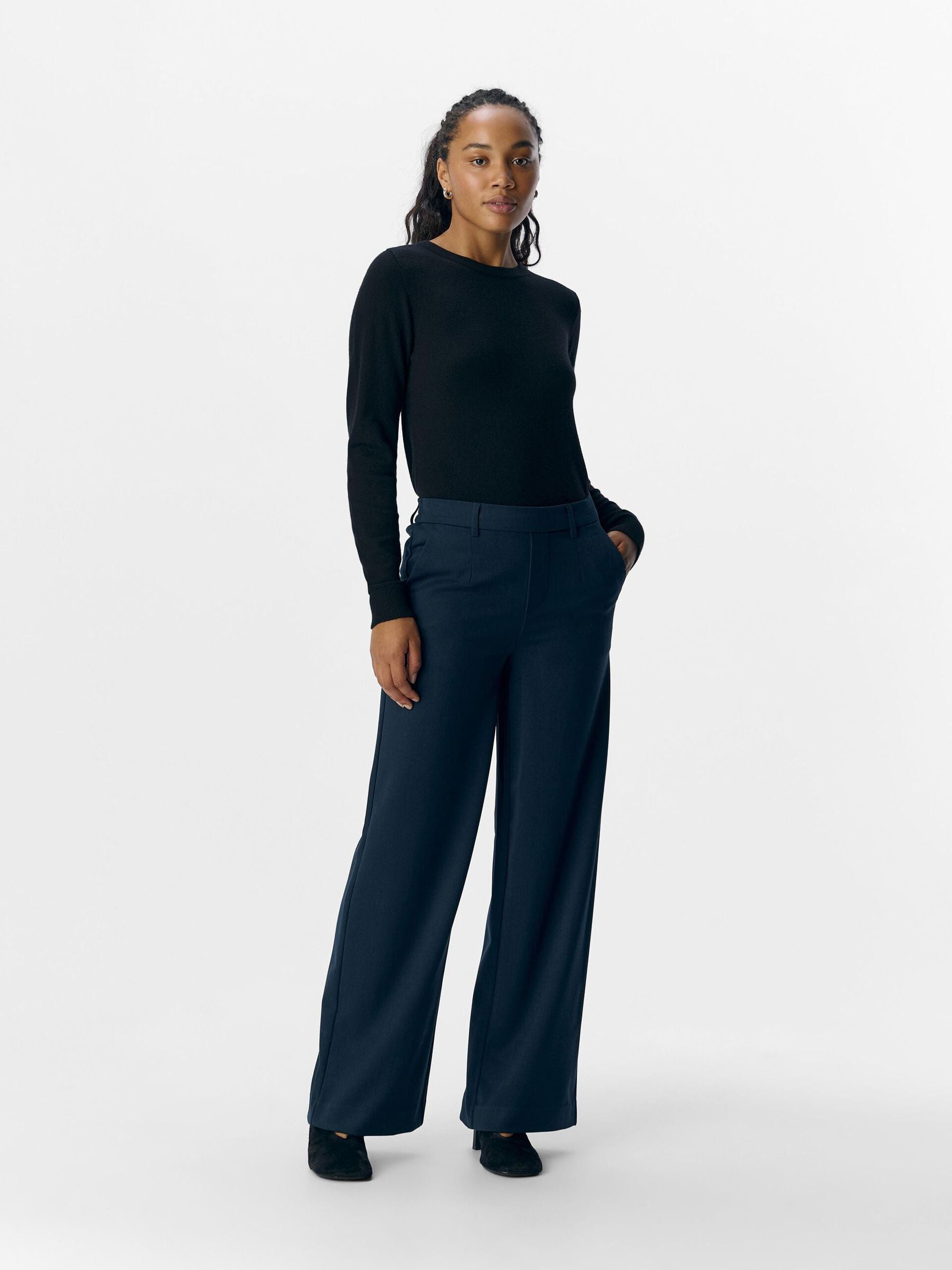 Object naisten housut OBJLisa Wide Pant, Sky Captain