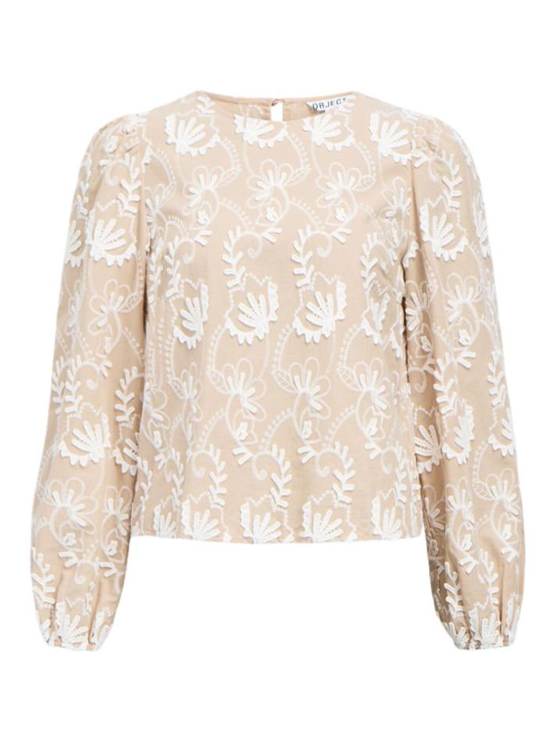 Object naisten pusero OBJMYA RE L/S Top, Humus Cloud dancer