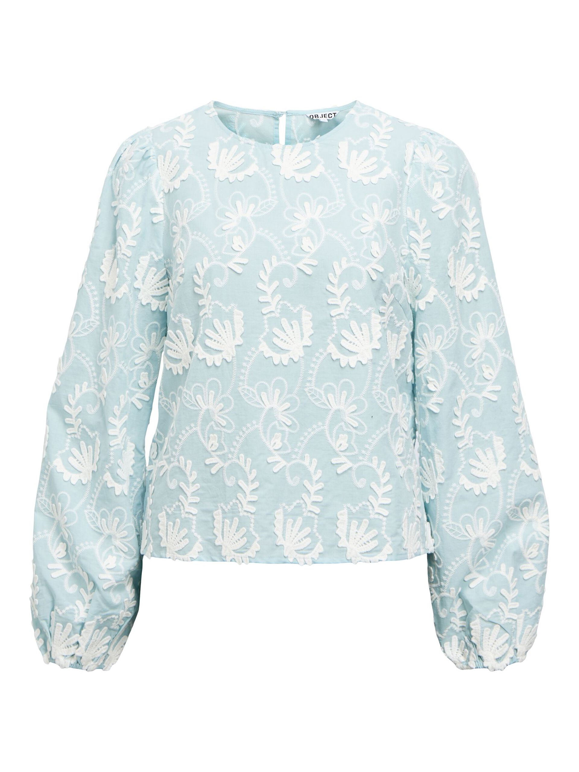 Object naisten pusero OBJMYA RE L/S Top, Winter Sky Cloud dancer