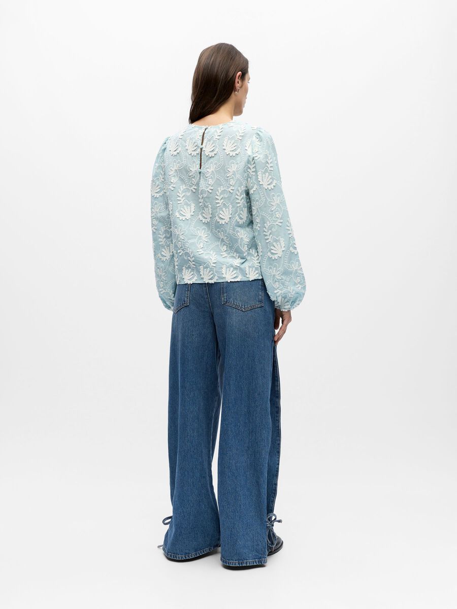 Object naisten pusero OBJMYA RE L/S Top, Winter Sky Cloud dancer