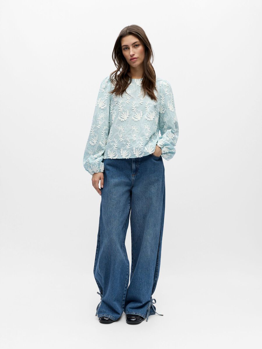 Object naisten pusero OBJMYA RE L/S Top, Winter Sky Cloud dancer