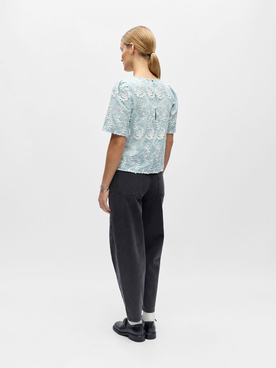 Object naisten pusero OBJMYA 2/4 RE TOP, Winter Sky Cloud dancer