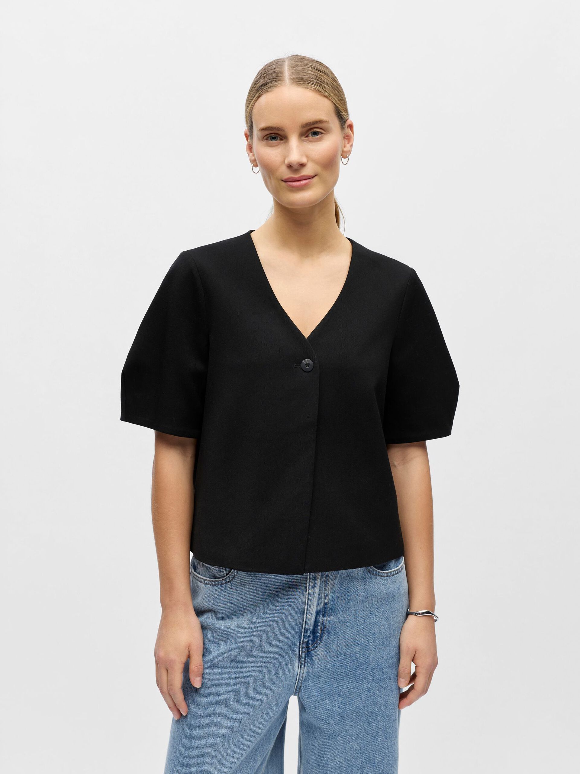 Object naisten paita OBJLISA S/S Re Top, musta