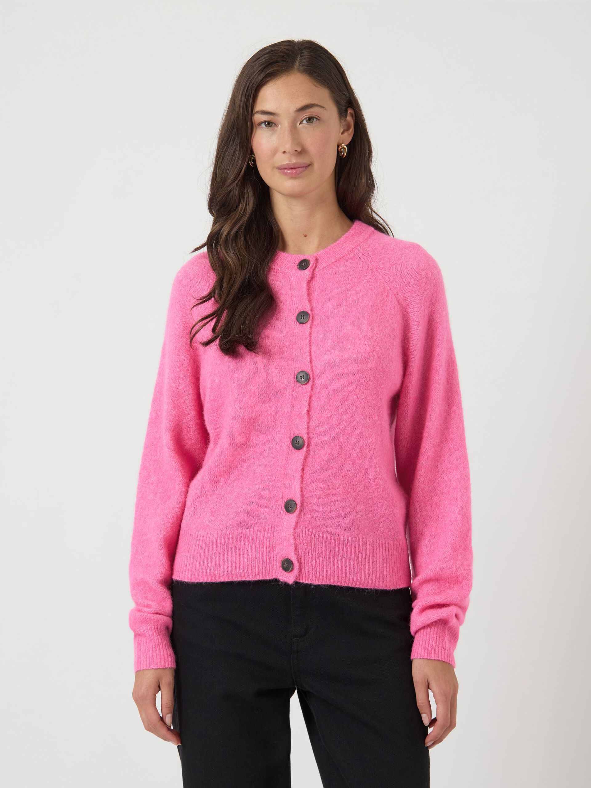 Y.A.S naisten neuletakki YASJOHI Wool Blend Knitted Cardigan, Begonia Pink