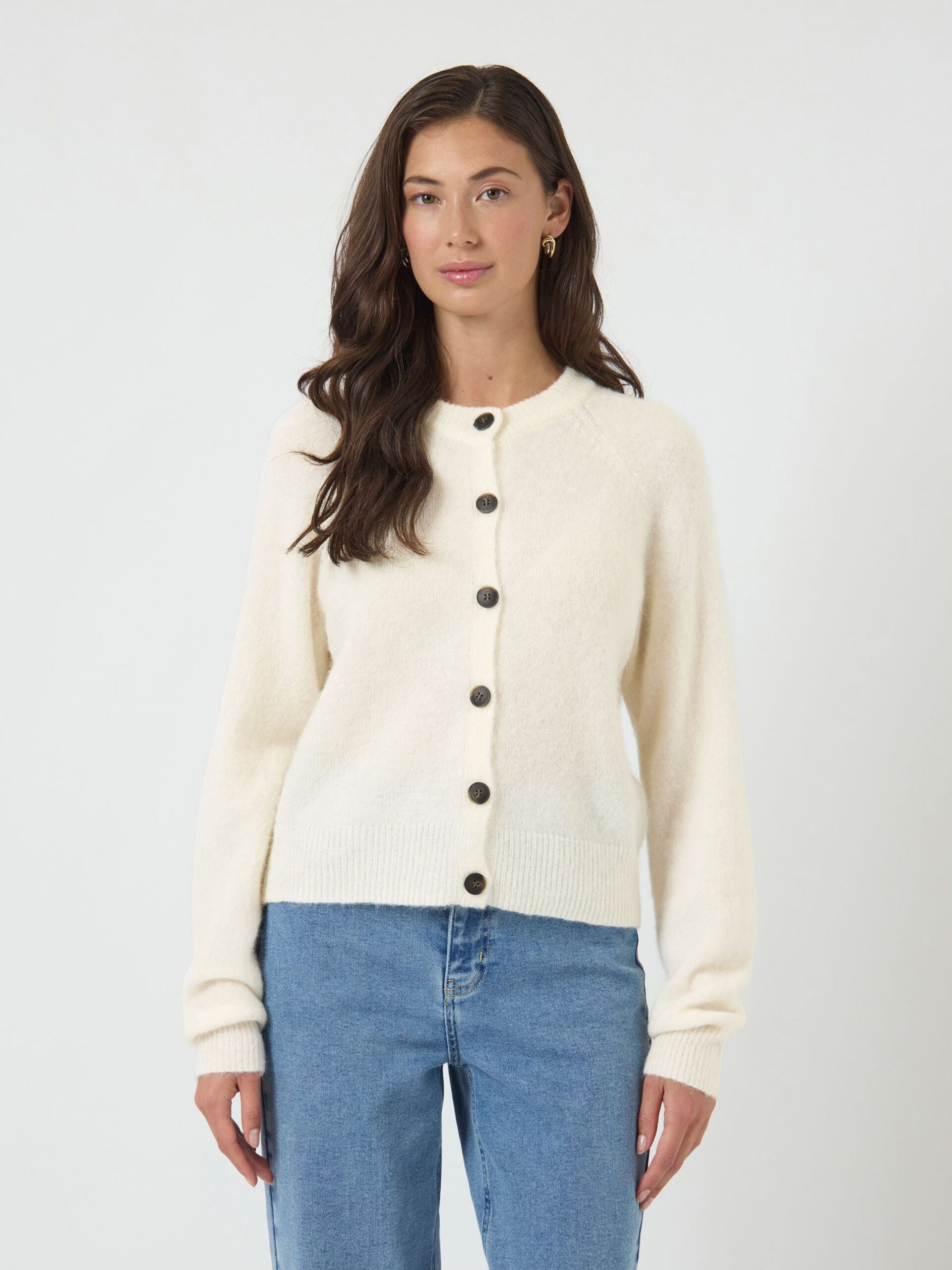 Y.A.S naisten neuletakki YASJOHI Wool Blend Knitted Cardigan, Pristine