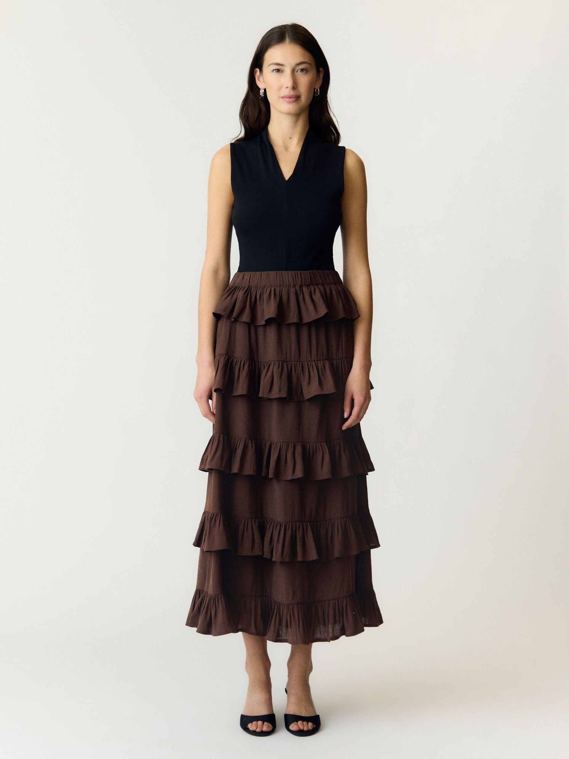 Y.A.S hame YASWIMA HW Ankle Skirt S, Coffee Bean