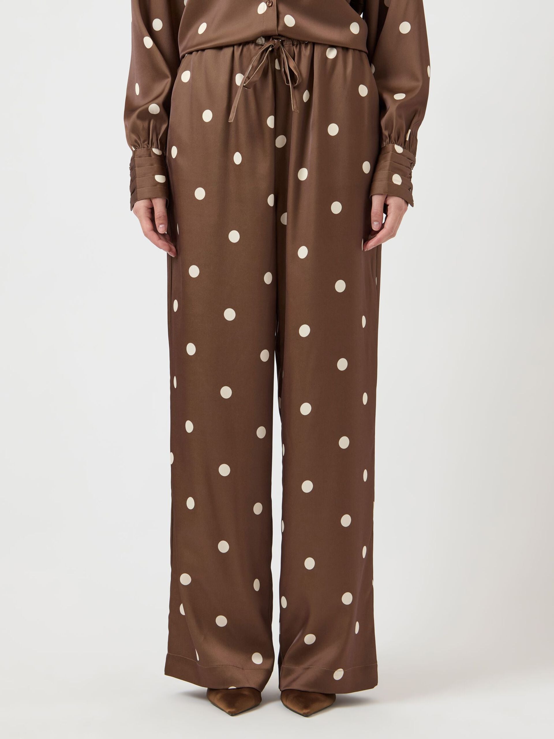 Y.A.S naisten Suorat housut Yaspella Hw Trousers, Pinecone Ecru Dots