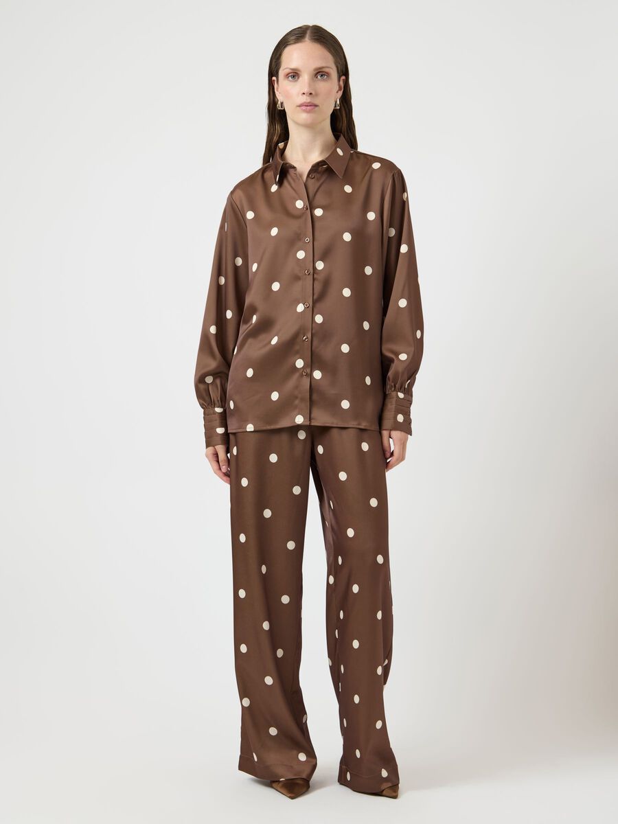 Y.A.S naisten Suorat housut Yaspella Hw Trousers, Pinecone Ecru Dots