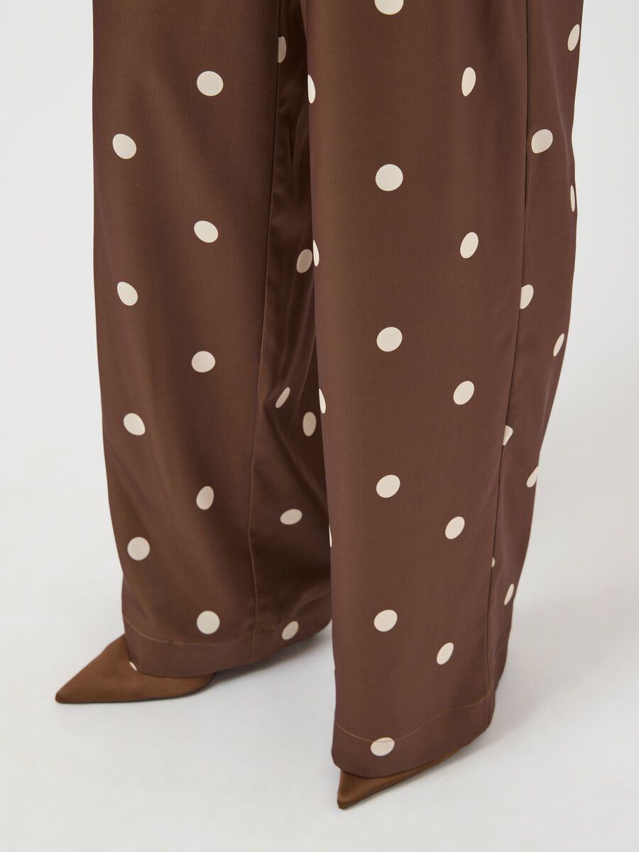 Y.A.S naisten Suorat housut Yaspella Hw Trousers, Pinecone Ecru Dots