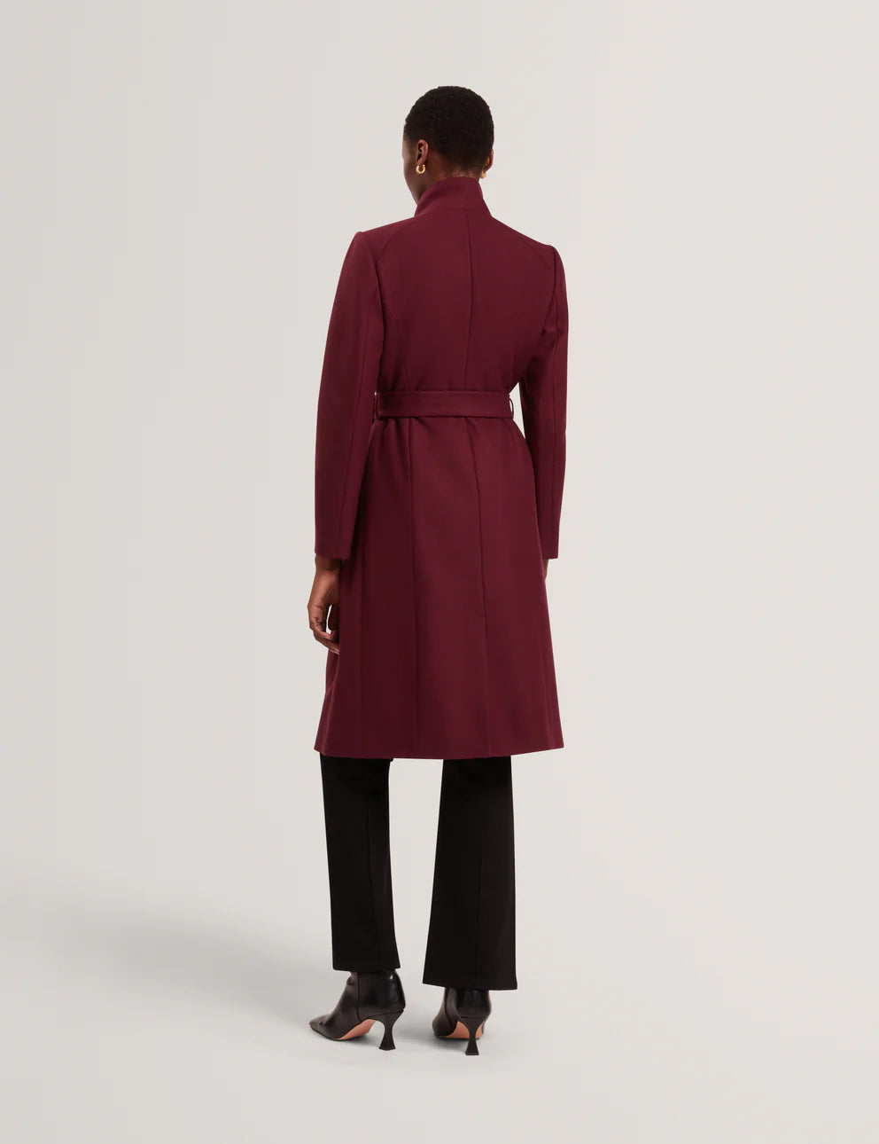Ted Baker Rose Mid Length Belted Wool Wrap Coat, Viininpunainen
