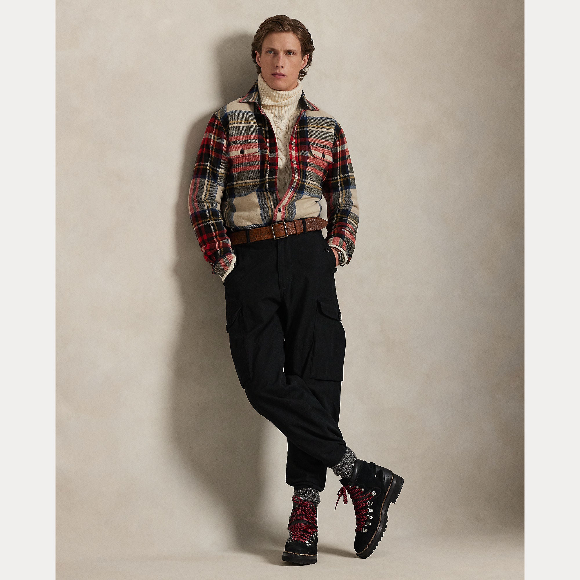 LONG SLEEVE SPORT SHIR PUNAINEN RUUTU