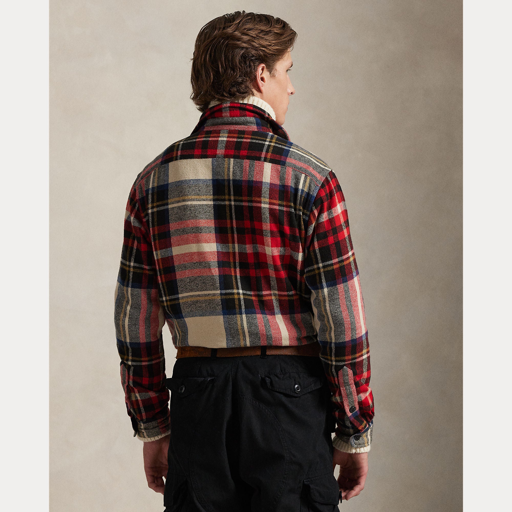 LONG SLEEVE SPORT SHIR PUNAINEN RUUTU