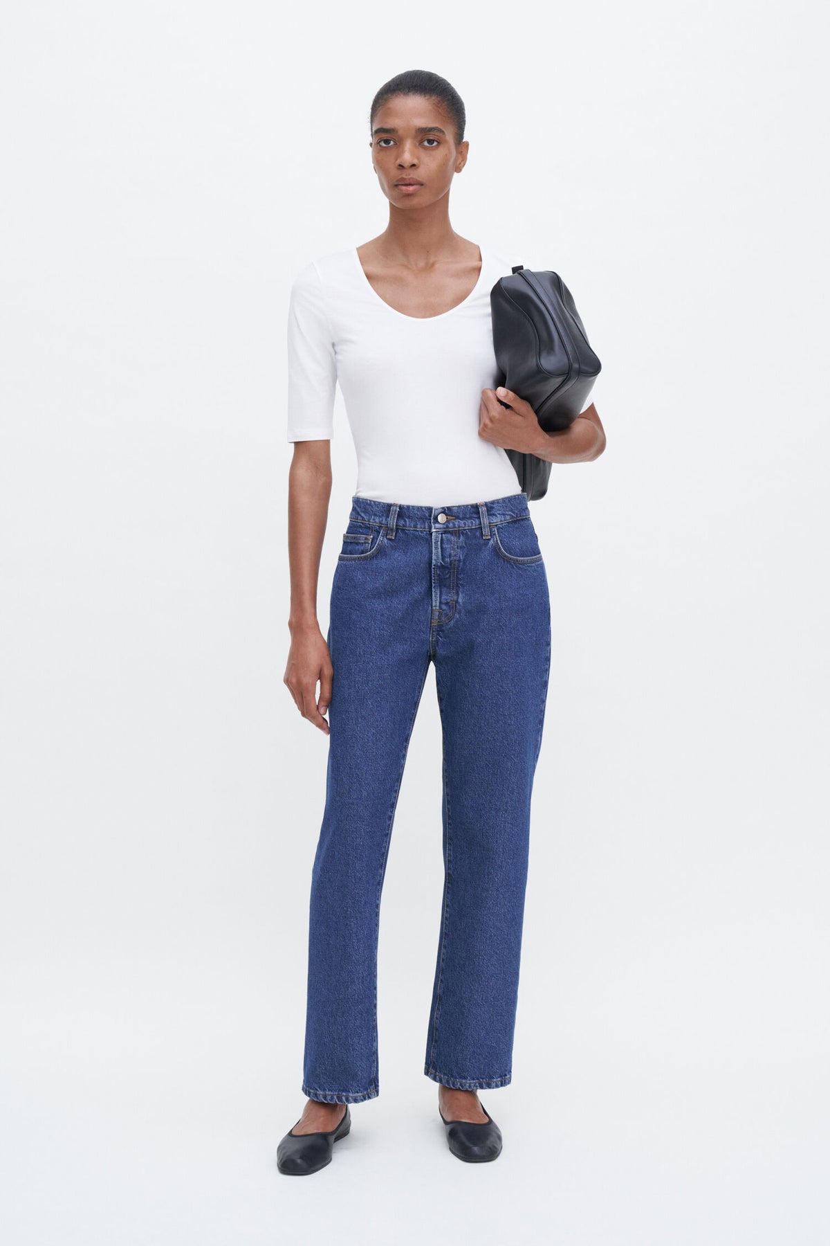 Filippa K naisten T-paita Cotton Stretch Scoop Neck Top, valkoinen