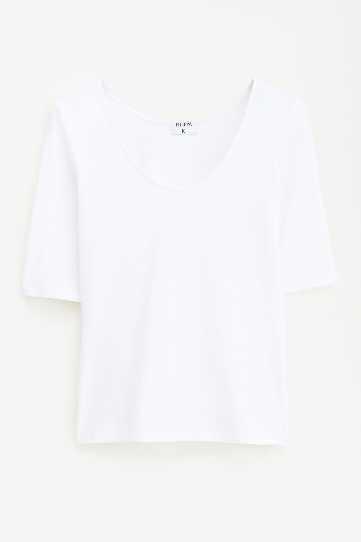 Filippa K naisten T-paita Cotton Stretch Scoop Neck Top, valkoinen