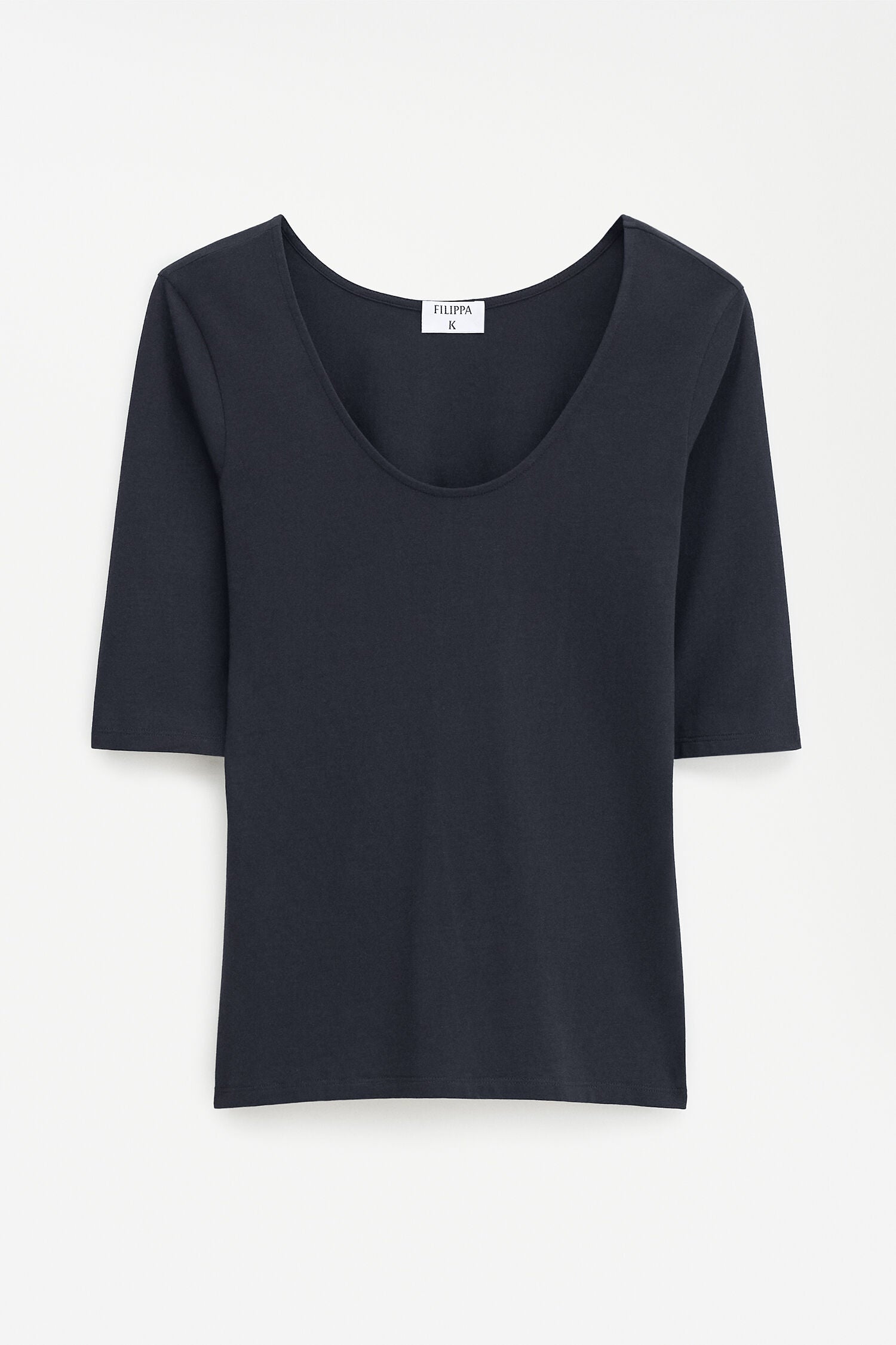 Filippa K naisten paita Cotton Stretch Scoop Neck Top, musta