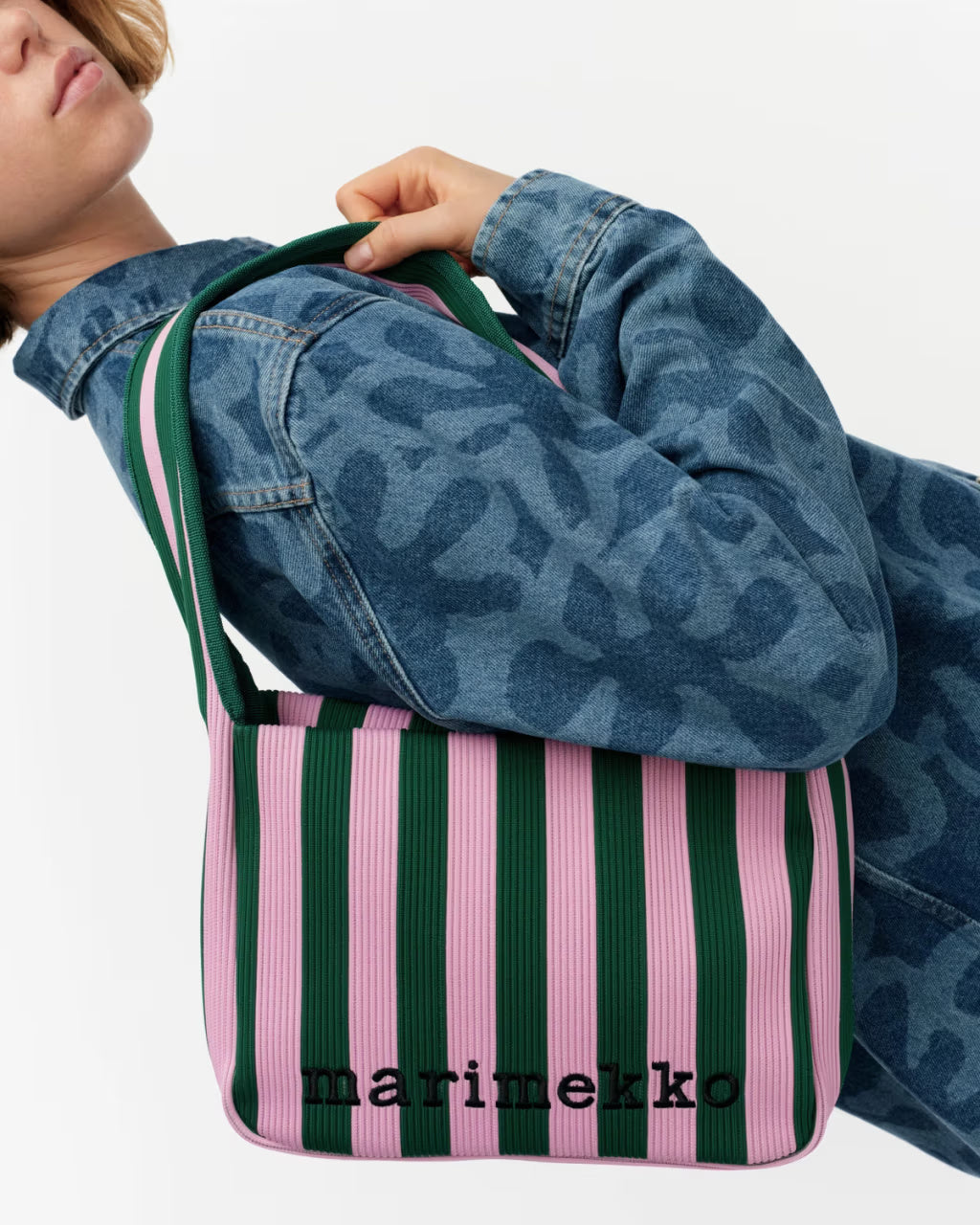 Marimekko olkalaukku Knitted Shoulderbag Merirosvo, vihreä raita