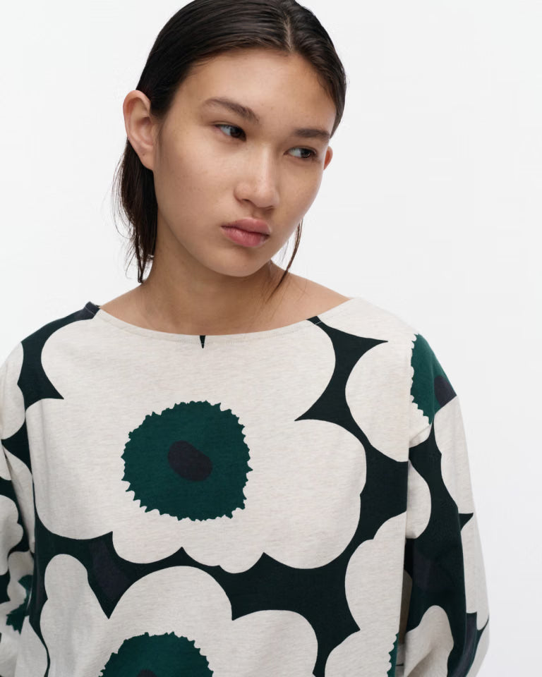 Marimekko naisten pitkähihainen paita Huljua Unikko Trikoopaita, Kuosi vihreä