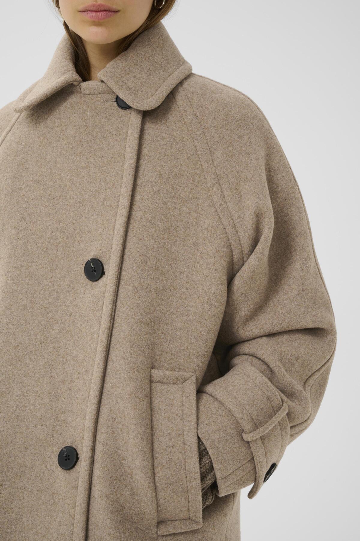 InWear naisten villakangastakki ThoraIW Minona Coat, Sandy Grey Melange