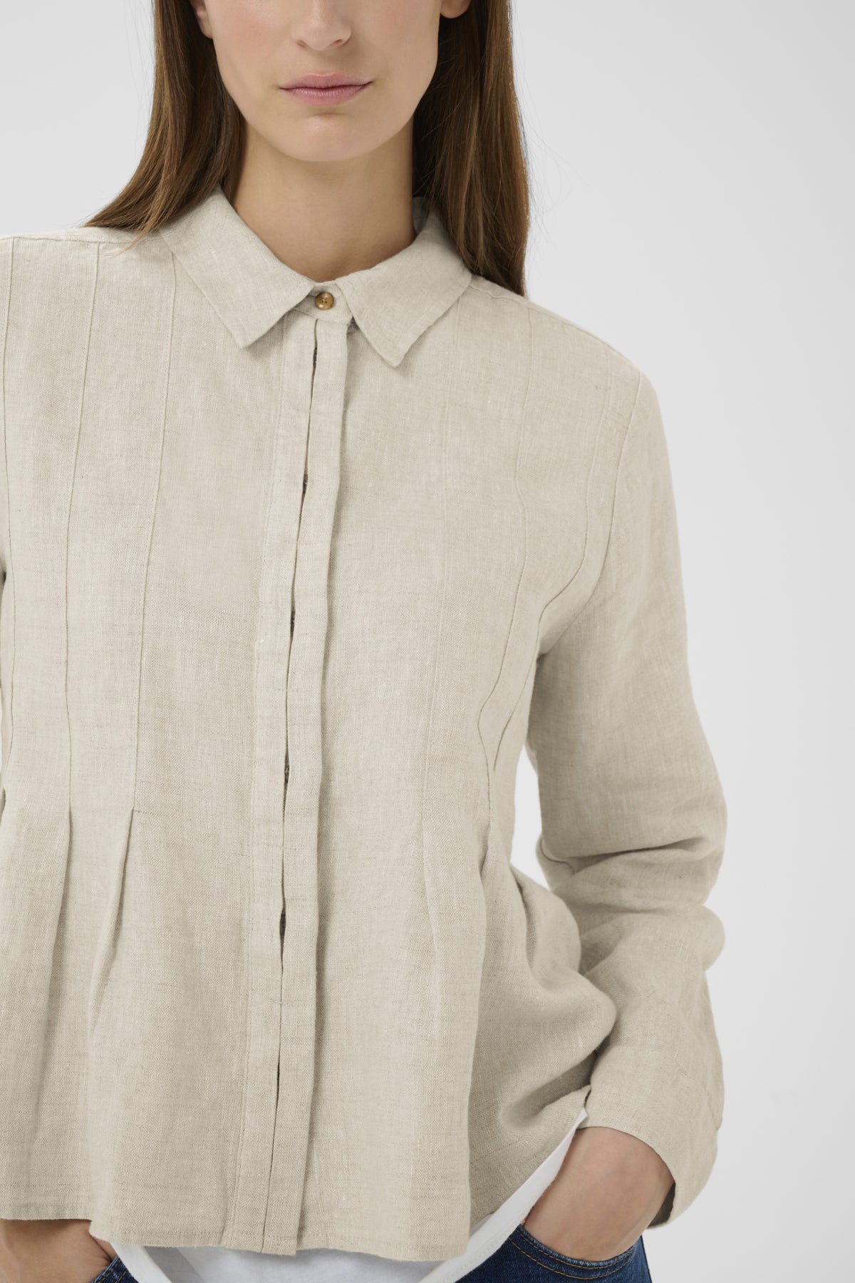 InWear naisten paitapusero Dilanaiw Pleated Shirt, Ecru Melange