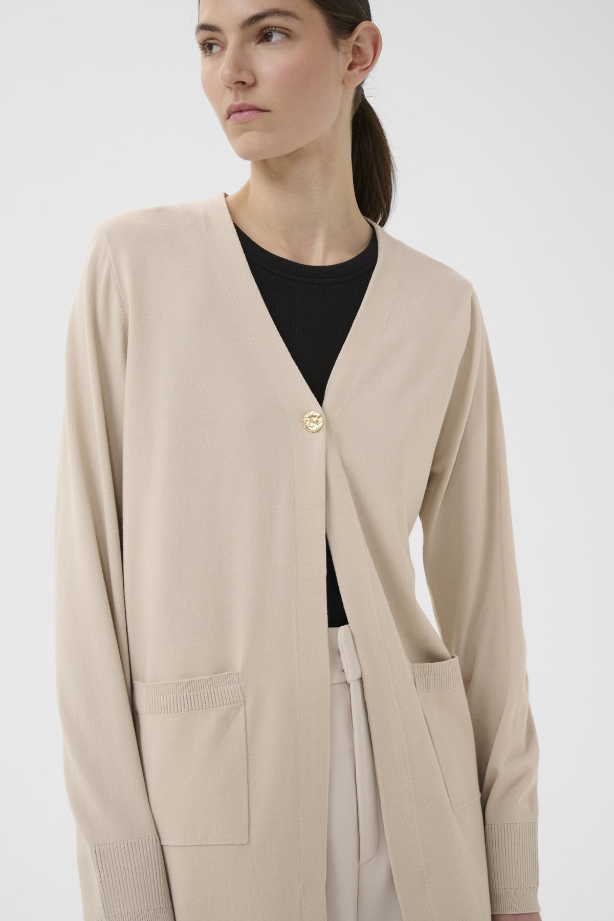 Inwear naisten neuletakki Mikoiw Core Long Cardigan, Haze
