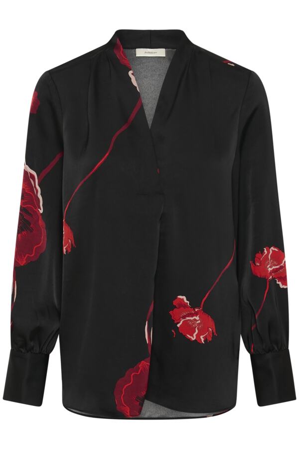 DAWNIW V-NECK Black Poppy Rose