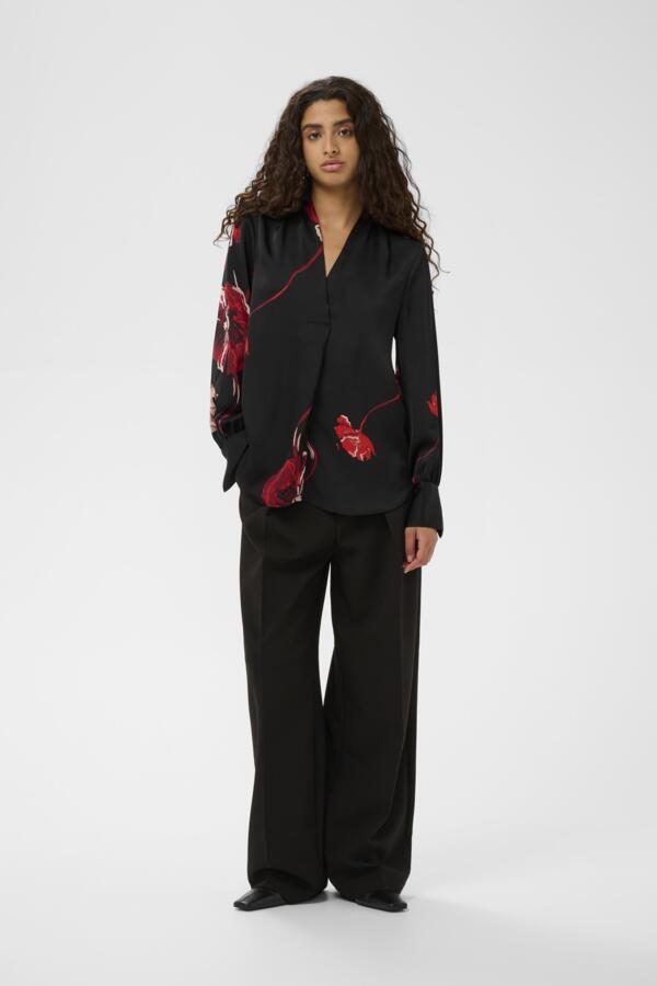 DAWNIW V-NECK Black Poppy Rose